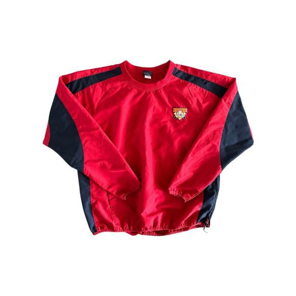 Cooperstown Dreams Park Men’s M Red Lined Pullover Windbreaker Jacket V Neck - Picture 1 of 8